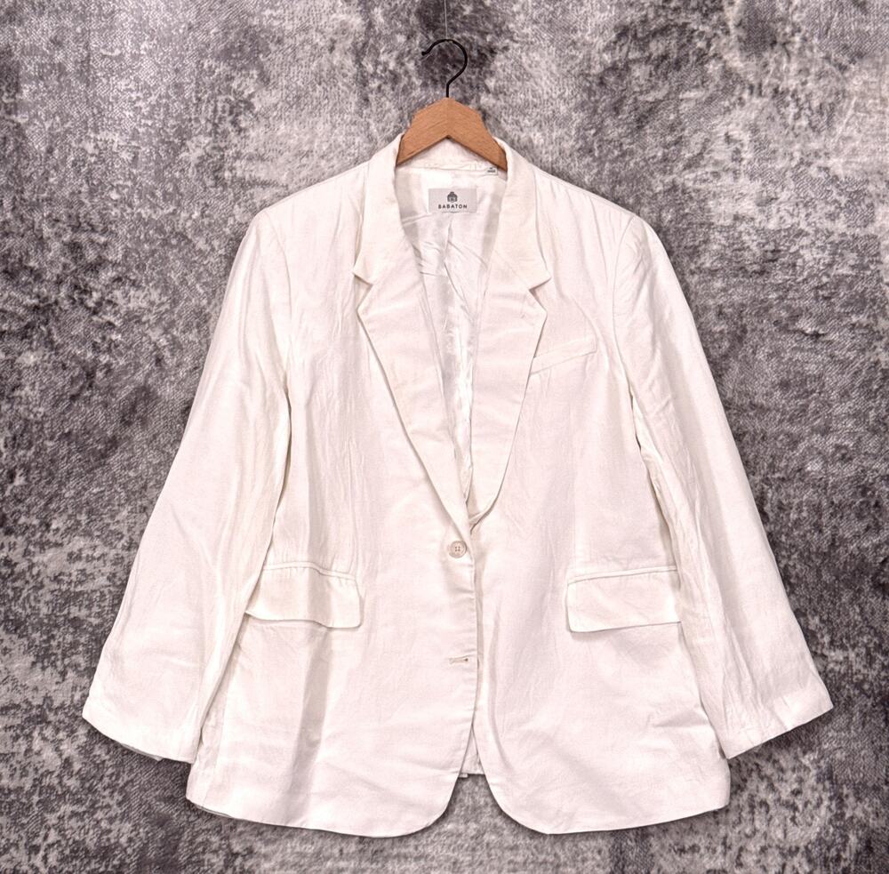 Babaton Agency Linen Blazer XL Womens Aritzia White Jacket